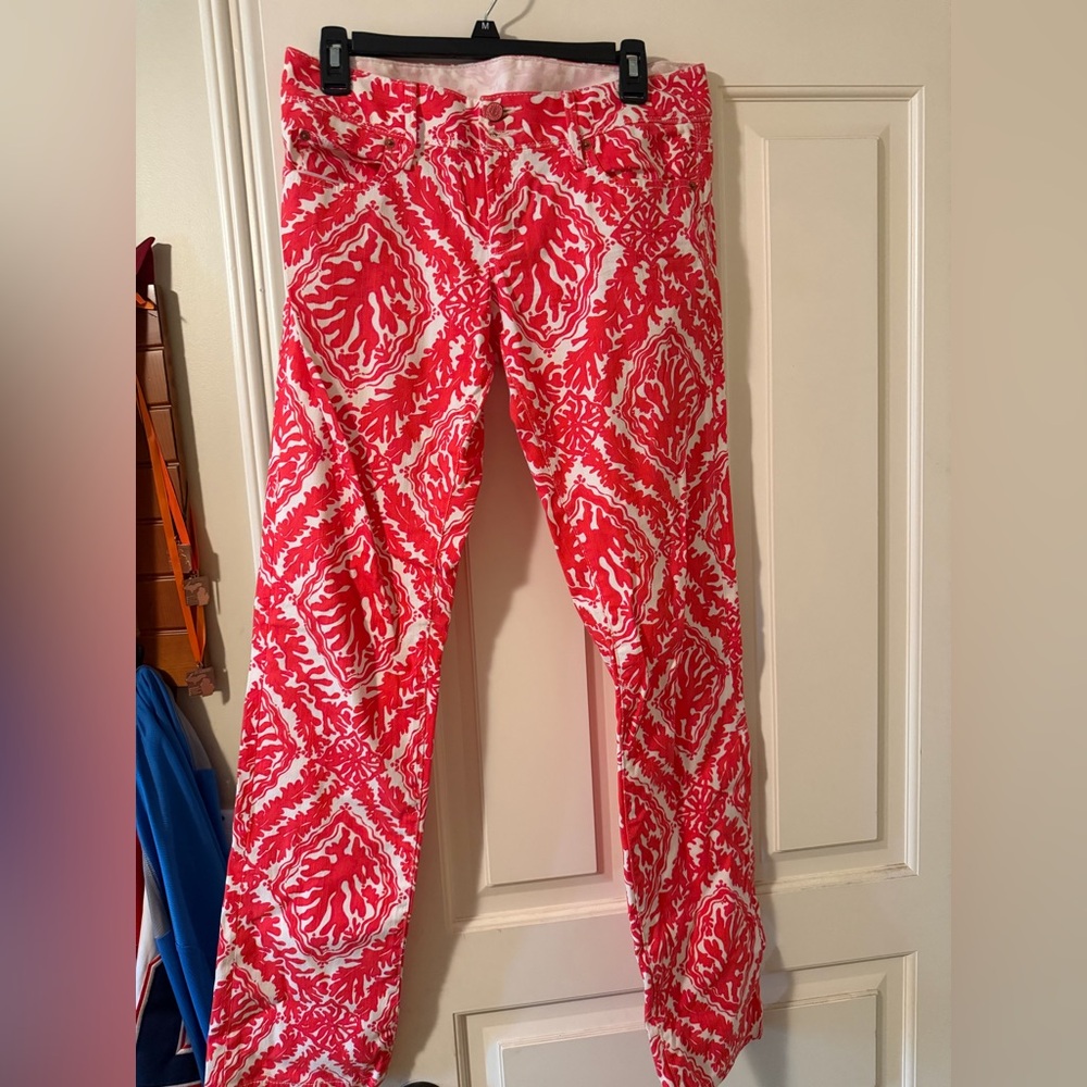 Lilly Pulitzer Red and White Straight Leg Jeans